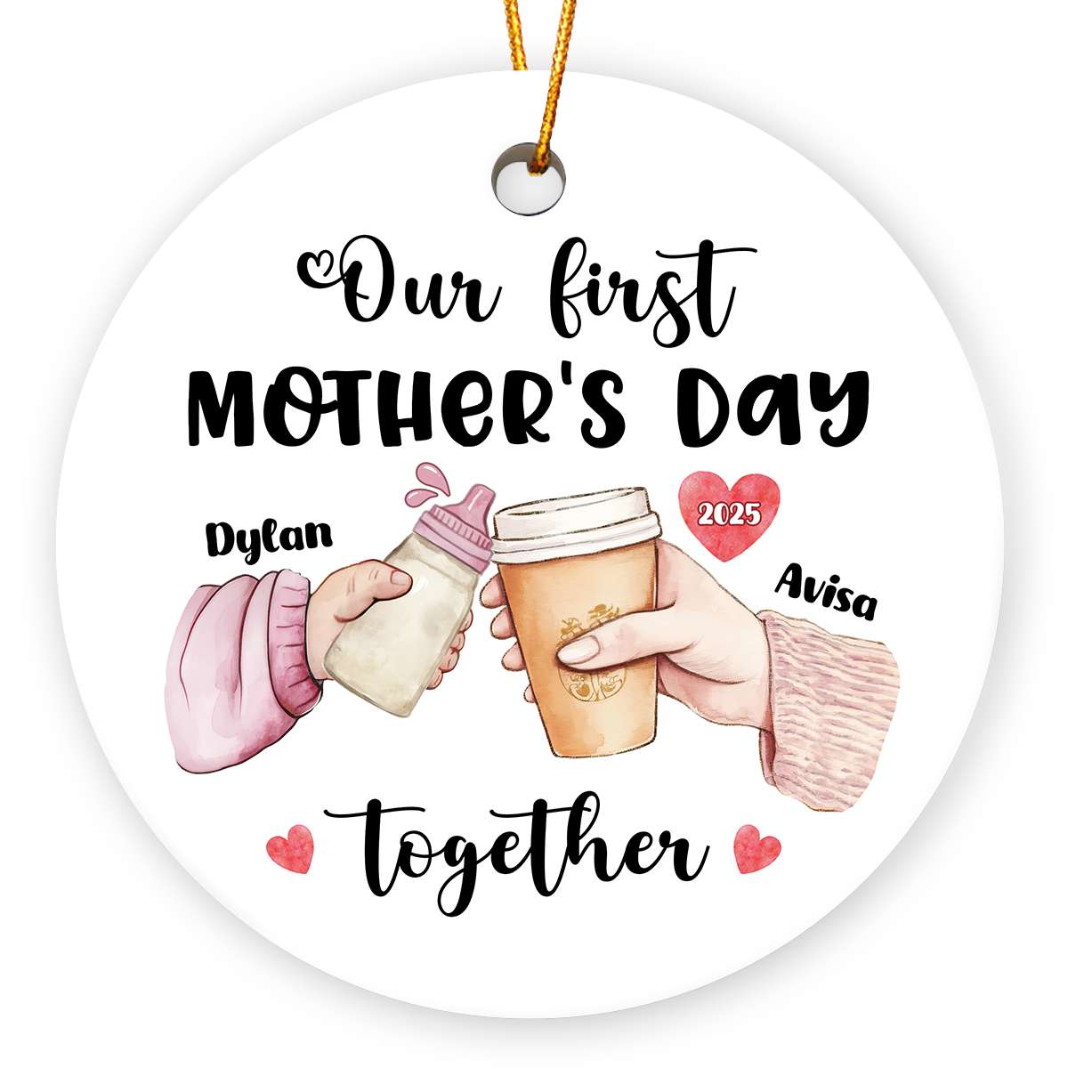 First Mother&#39;s Day Together - Gifts For New Moms Custom Names Personalized Ceramic Ornament