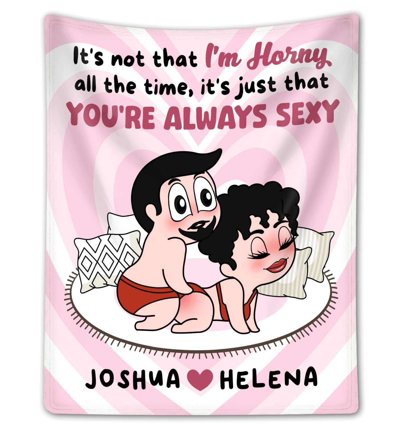 You're Always Sexy - Personalized Fleece Blanket with Custom Couple Chibi Valentine's Day Gifts