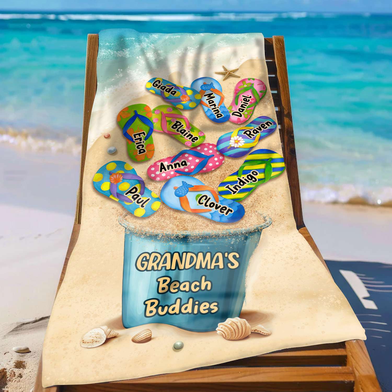 Grandma's Beach Buddies - Personalized Beach Towel Gifts For Grandma