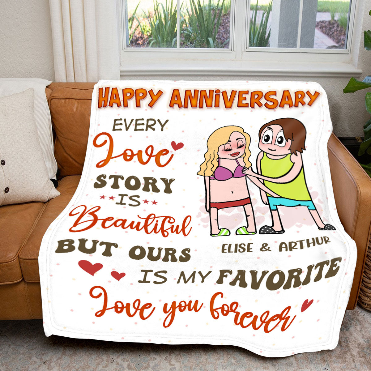 Every Love Story Is Beautiful - Personalized Funny Sexy Anniversary Gift for Couples Fleece Blanket