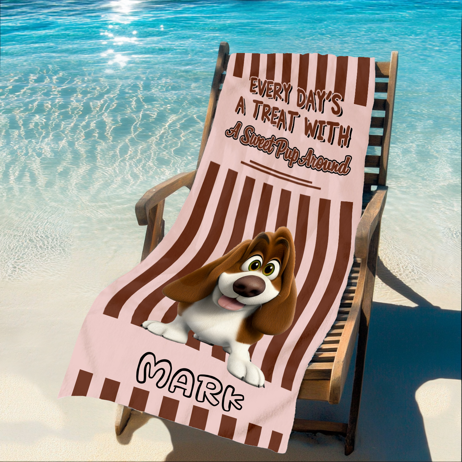 Every Days A Treat With A Sweet Pup Around Personalized Funny Beach Towel Gifts For Dog Lovers