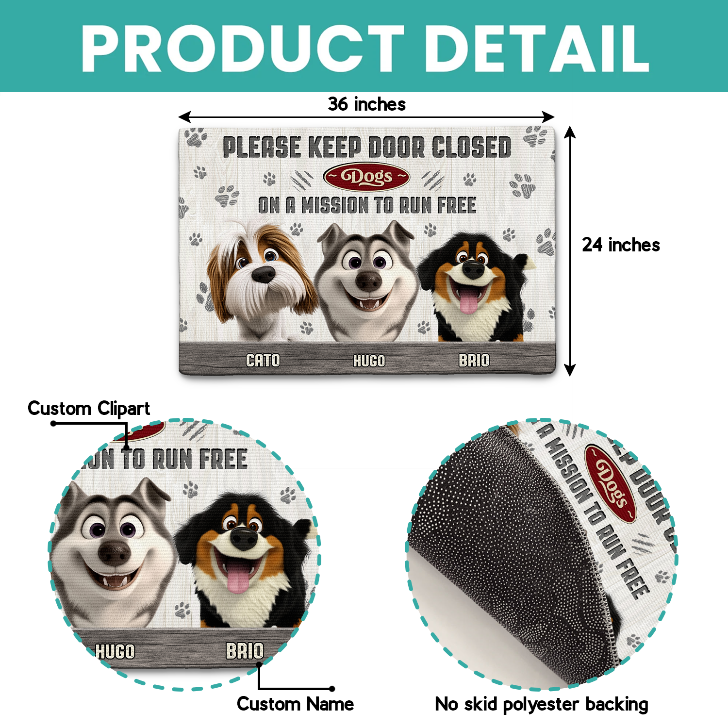 Mother's day Gift Paws on a Mission Personalized Doormat for Dogmom Doormat