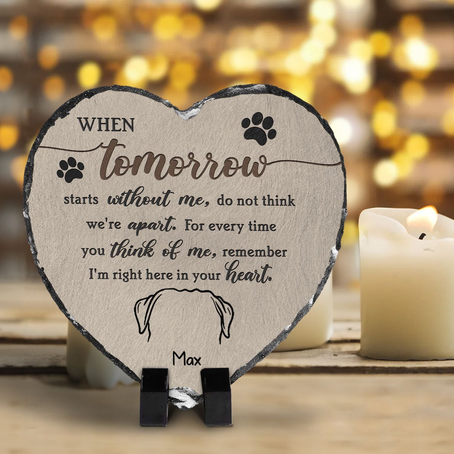 Forever in Heart - Personalized Memorial Heart Stone Pet Remembrance Gifts For Loss of Dog