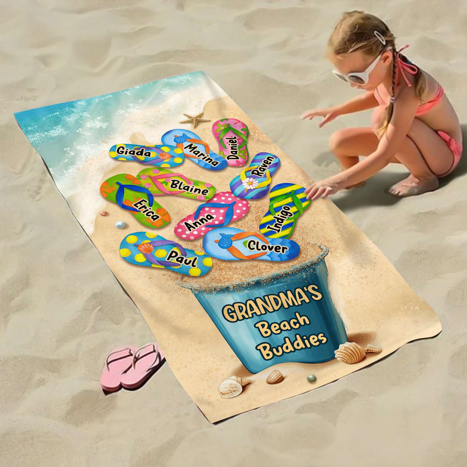 Grandma's Beach Buddies - Personalized Beach Towel Gifts For Grandma