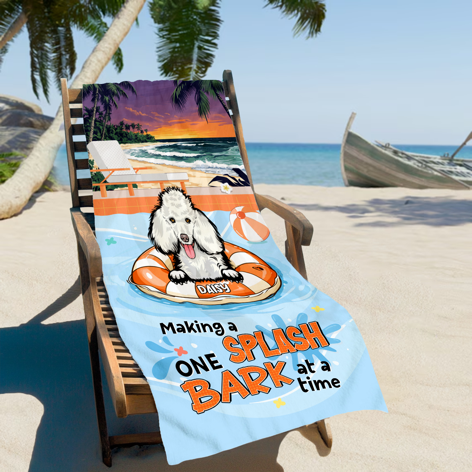 Making A Splash One Bark At A Time Personalized Funny Beach Towel Gifts For Dog Lovers