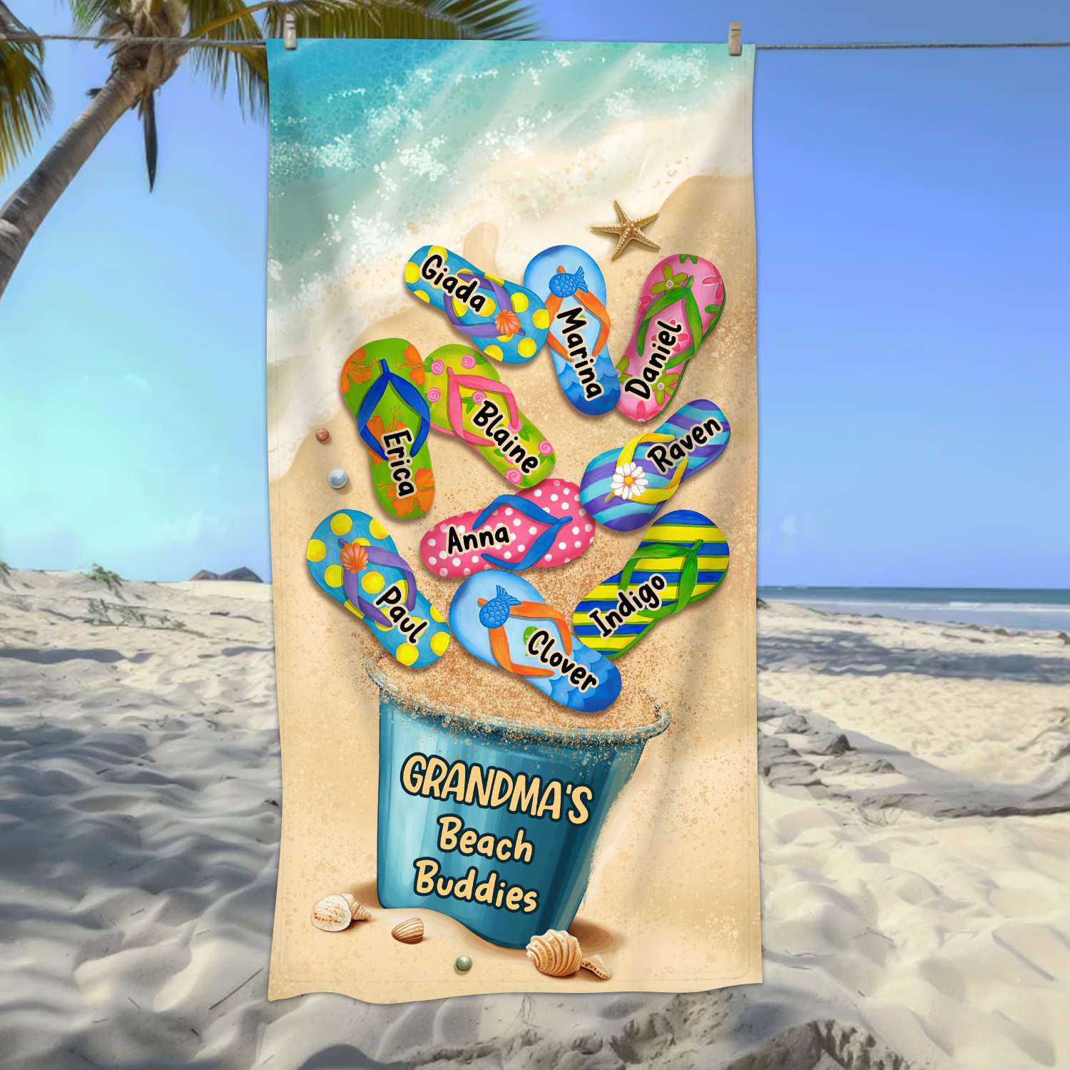Grandma's Beach Buddies - Personalized Beach Towel Gifts For Grandma