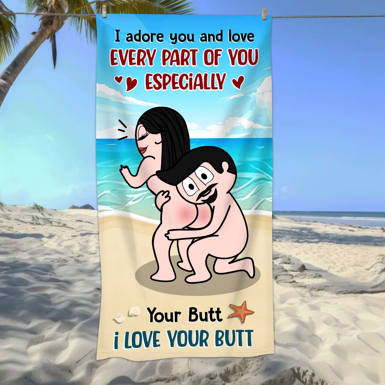 I Adore Every Part of You - Funny Personalized Beach Towel Summer Gifts For Couple