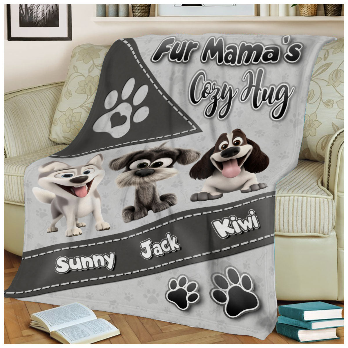 Mother's day Gift Fur Mama’s Cozy Cuddle Personalized Dogmom Blanket