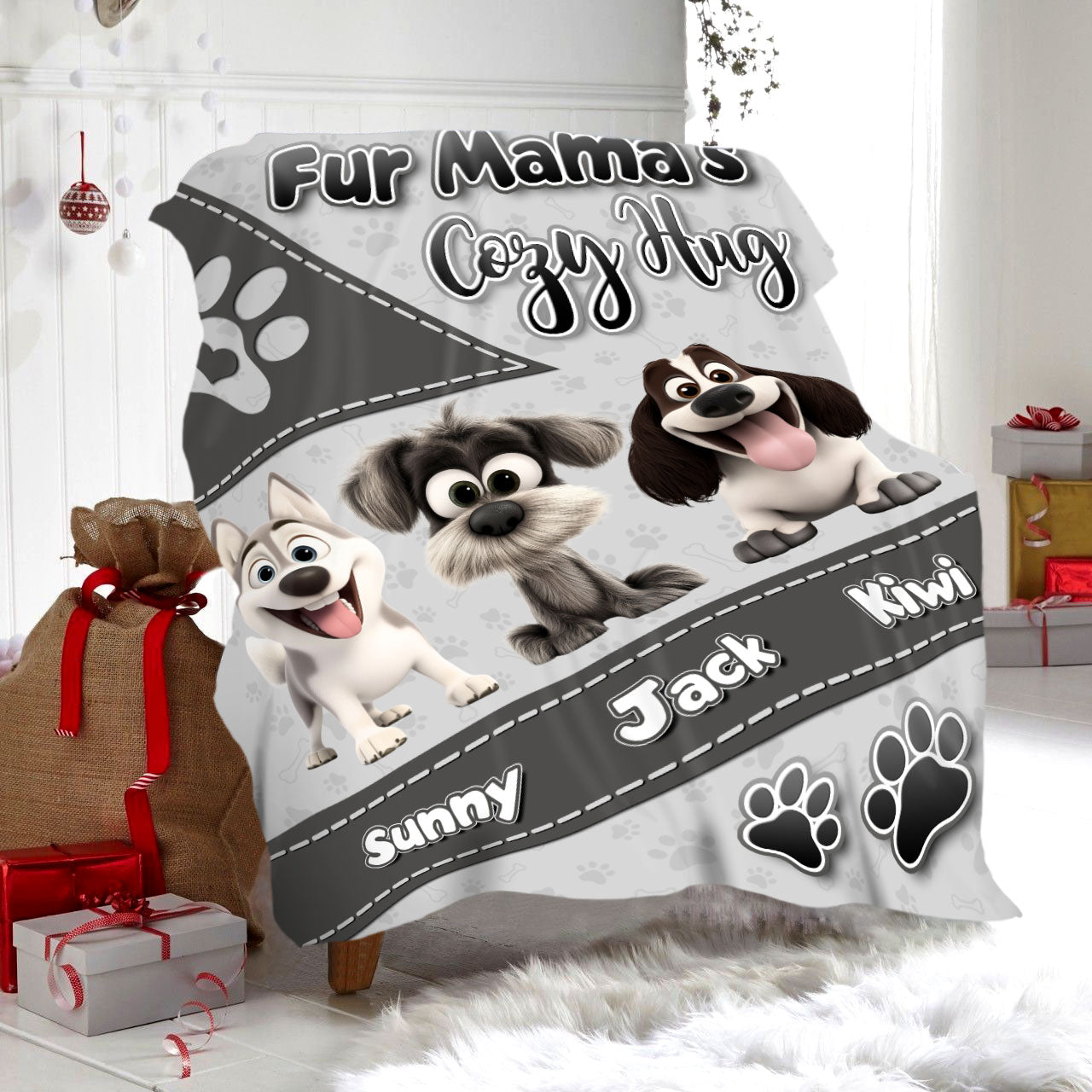 Mother's day Gift Fur Mama’s Cozy Cuddle Personalized Dogmom Blanket