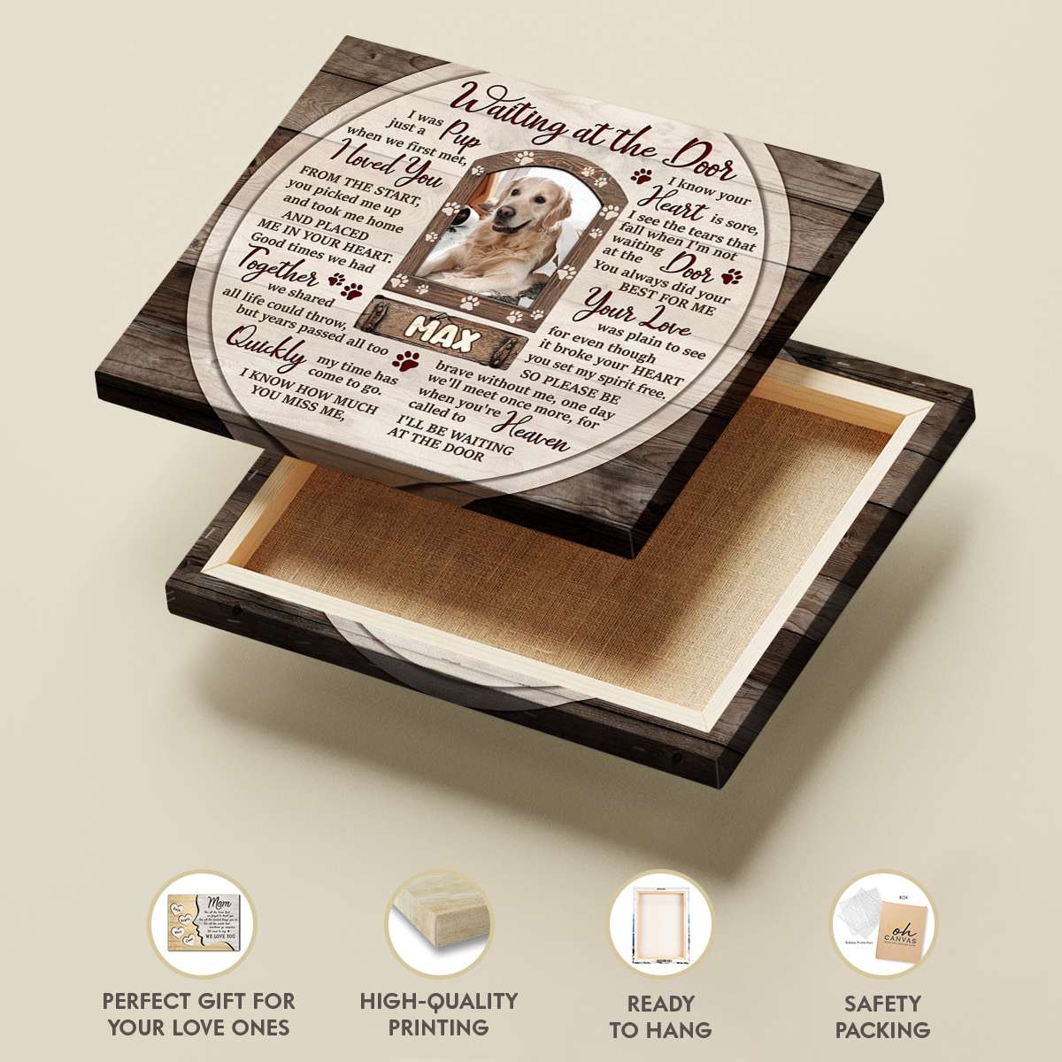 Waiting at the Door - Personalized Dog Memorial Canvas - Custom Pet Remembrance Gift