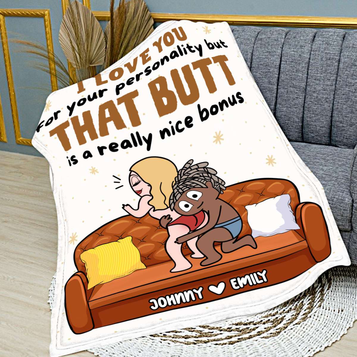 I Love You For Your Personality - Funny Personalized Couple Fleece Blanket