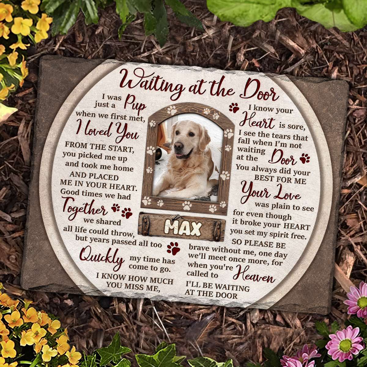 Waiting at the Door - Personalized Pet Memorial Stone For Loss Of Dog