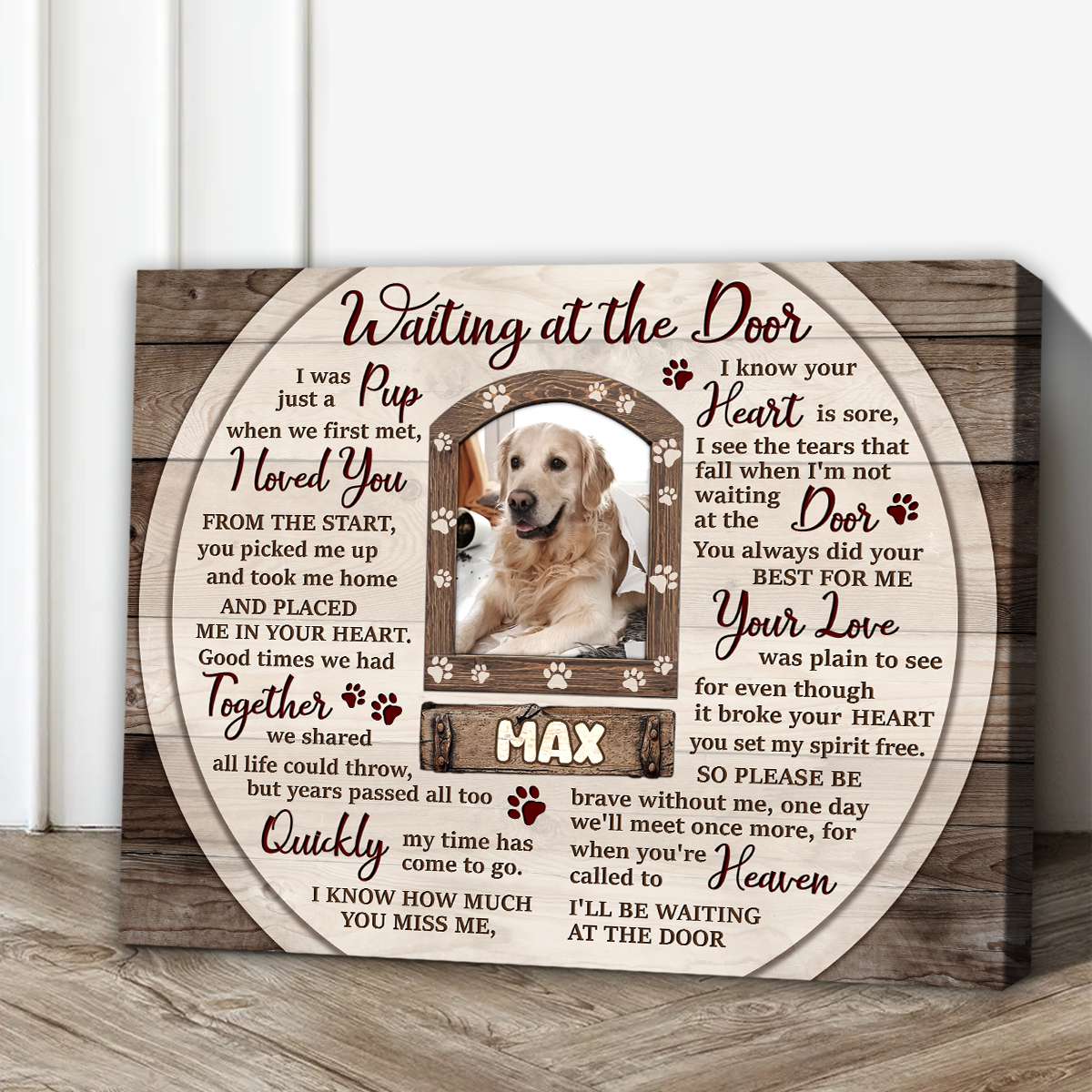 Waiting at the Door - Personalized Dog Memorial Canvas - Custom Pet Remembrance Gift