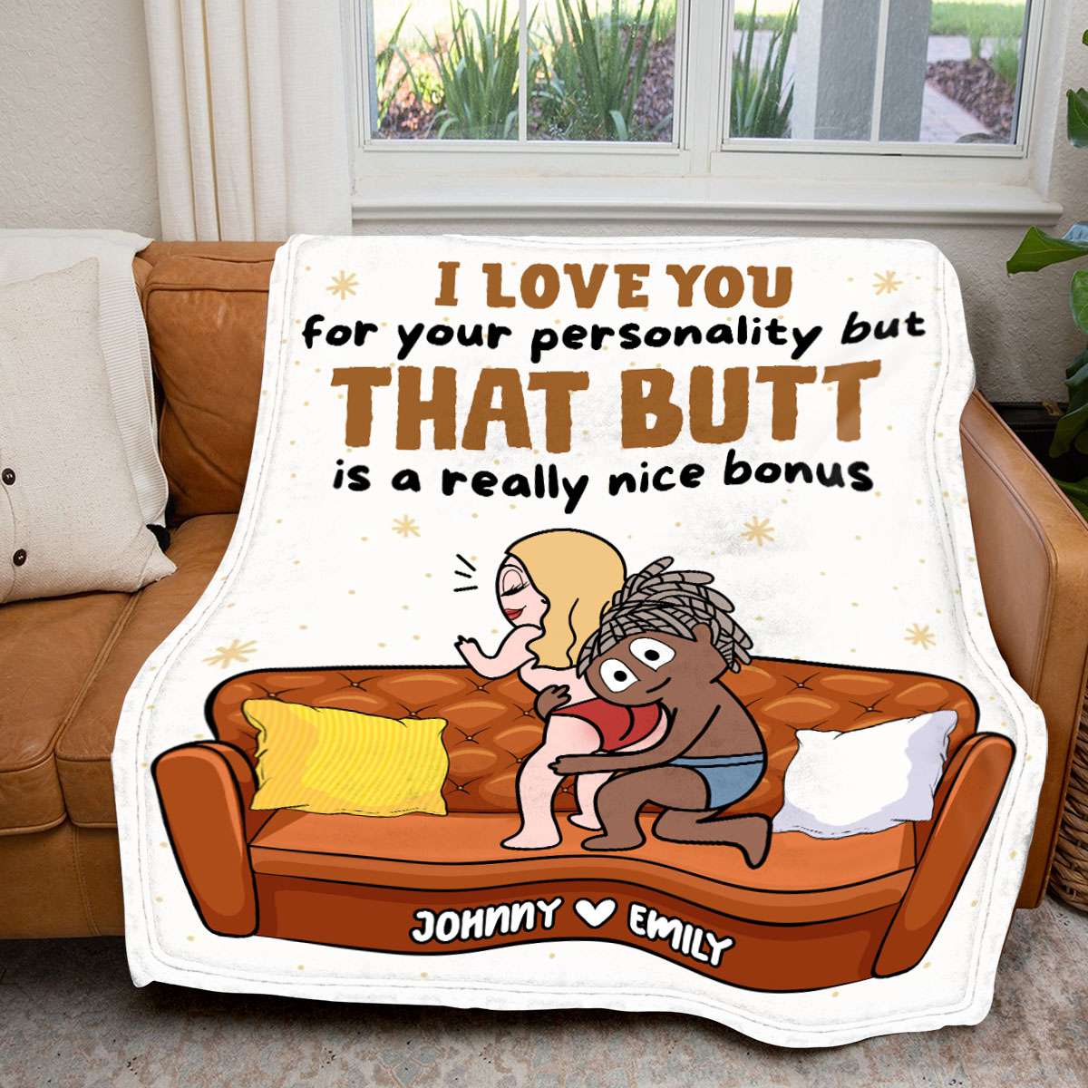 I Love You For Your Personality - Funny Personalized Couple Fleece Blanket
