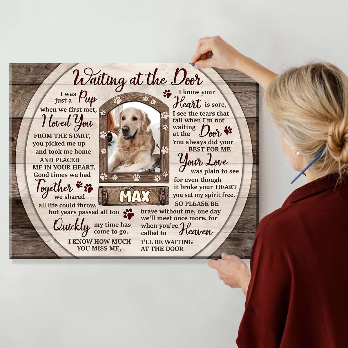 Waiting at the Door - Personalized Dog Memorial Canvas - Custom Pet Remembrance Gift