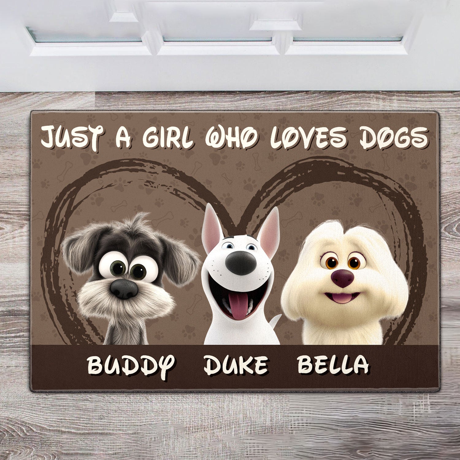 Mother's day Gift Just a Girl Who Loves Dogs Personalized for Dogmom Doormat