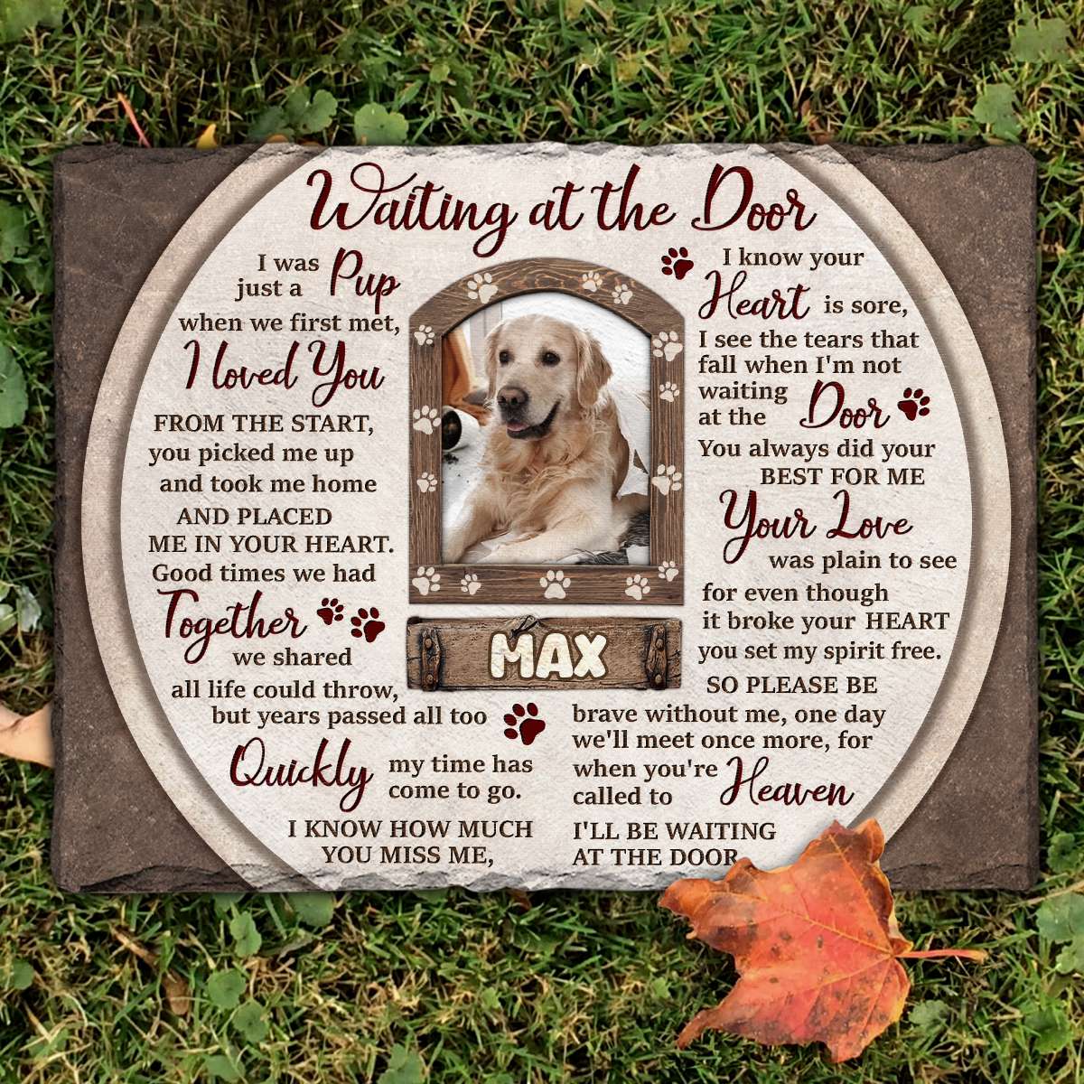 Waiting at the Door - Personalized Pet Memorial Stone For Loss Of Dog