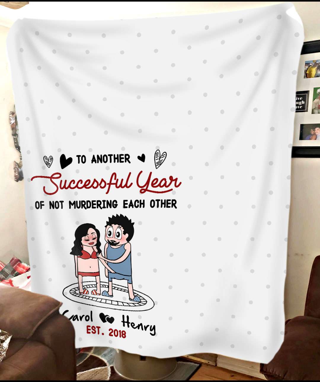 To Another Successful Year Of Not Murdering Each Other - Personalized Couple Fleece Blanket Valentines Day Gifts