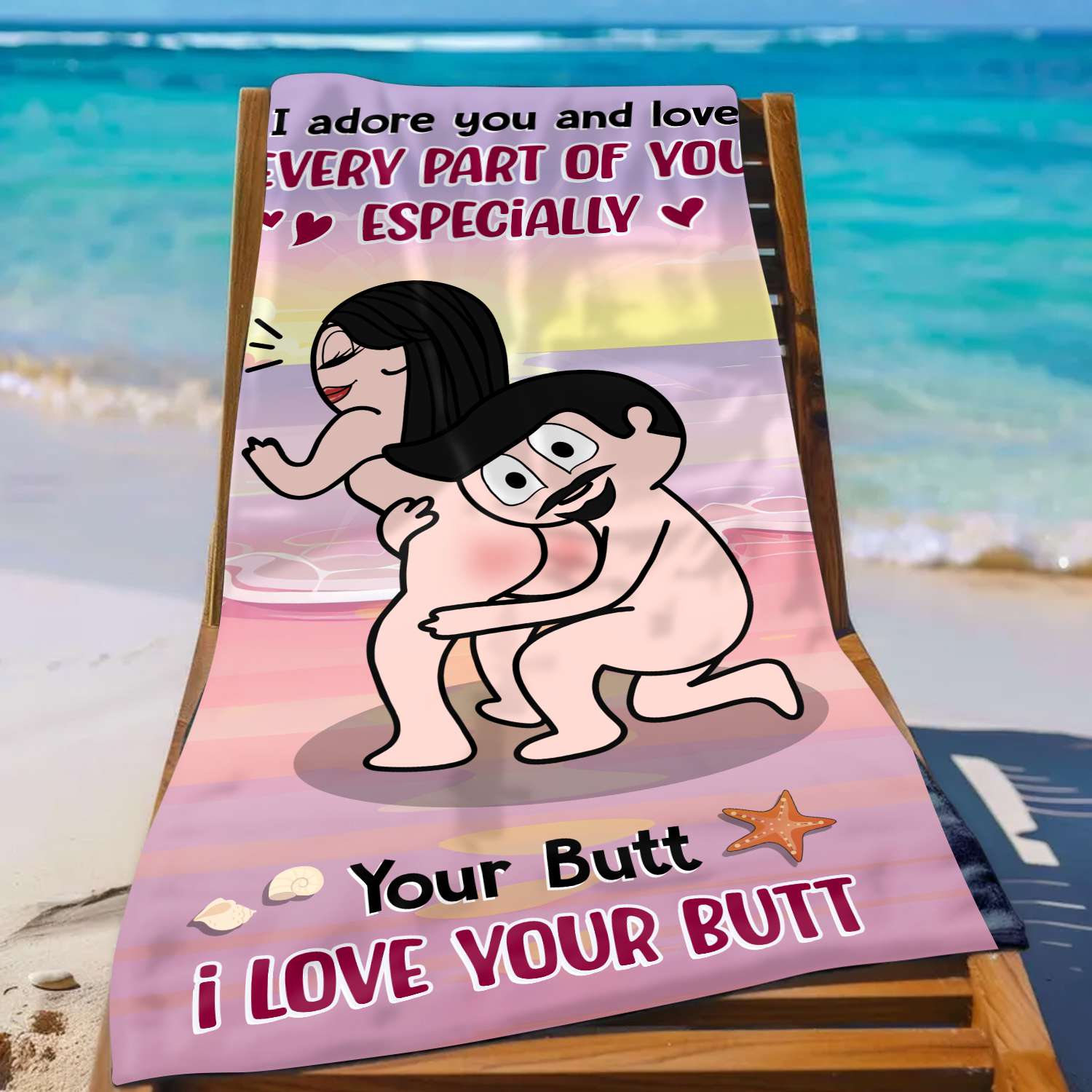I Adore Every Part of You - Funny Personalized Beach Towel Summer Gifts For Couple