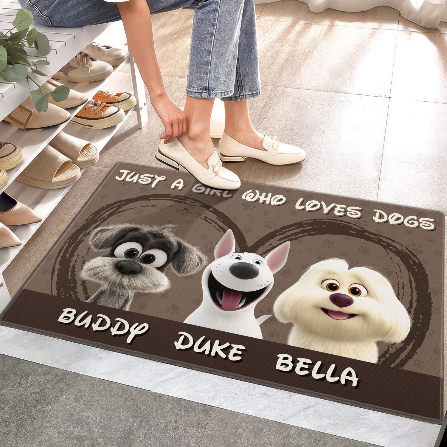 Mother's day Gift Just a Girl Who Loves Dogs Personalized for Dogmom Doormat