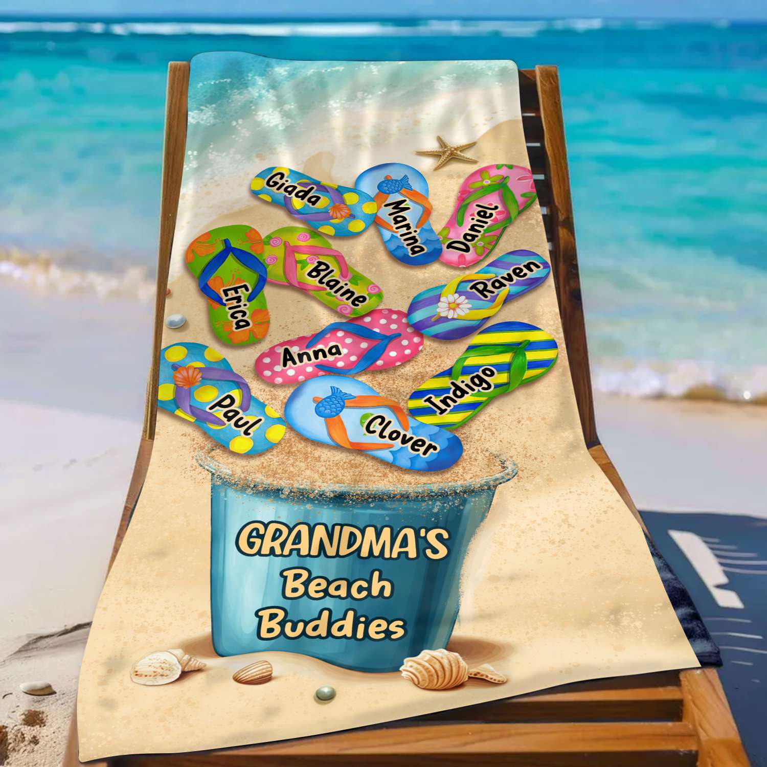 Grandma's Beach Buddies - Personalized Beach Towel Gifts For Grandma