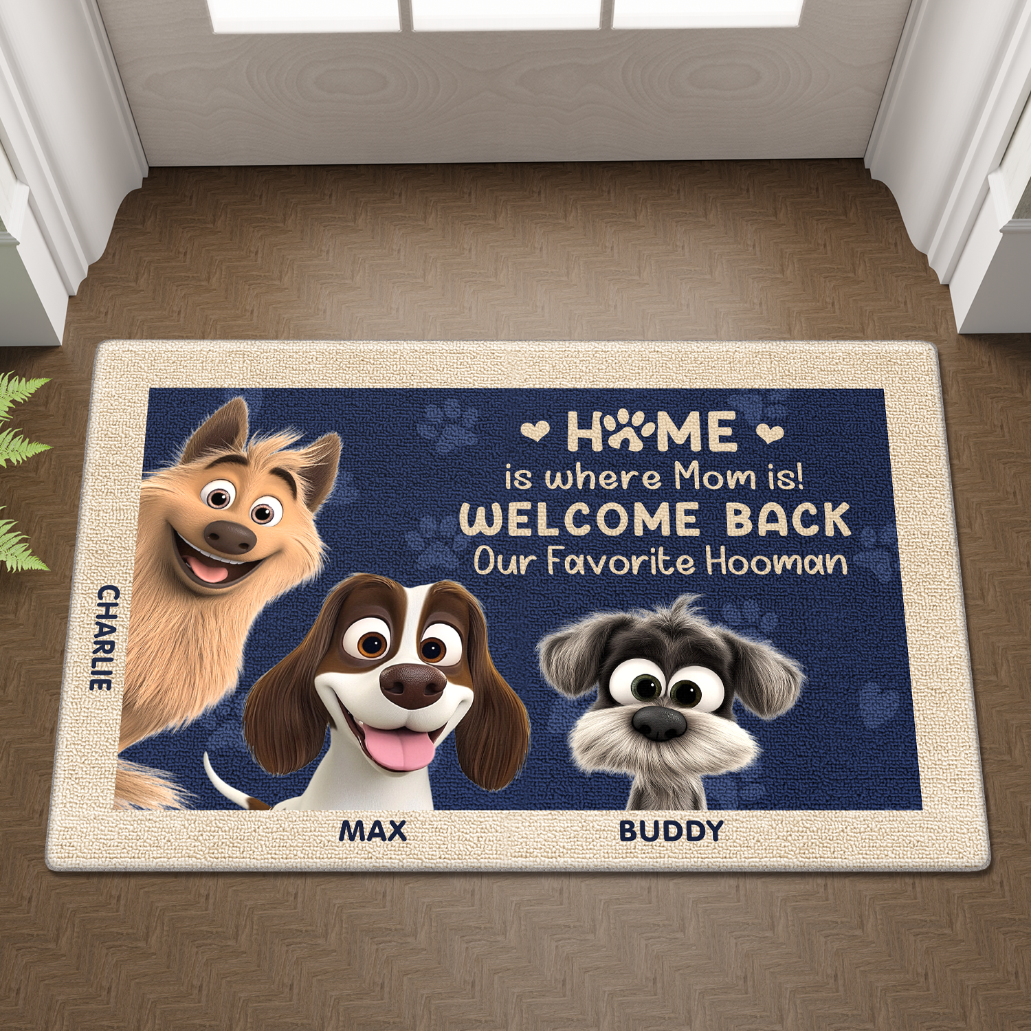 Mother's day Gift Welcome Back Hooman Personalized for Dogmom Doormat