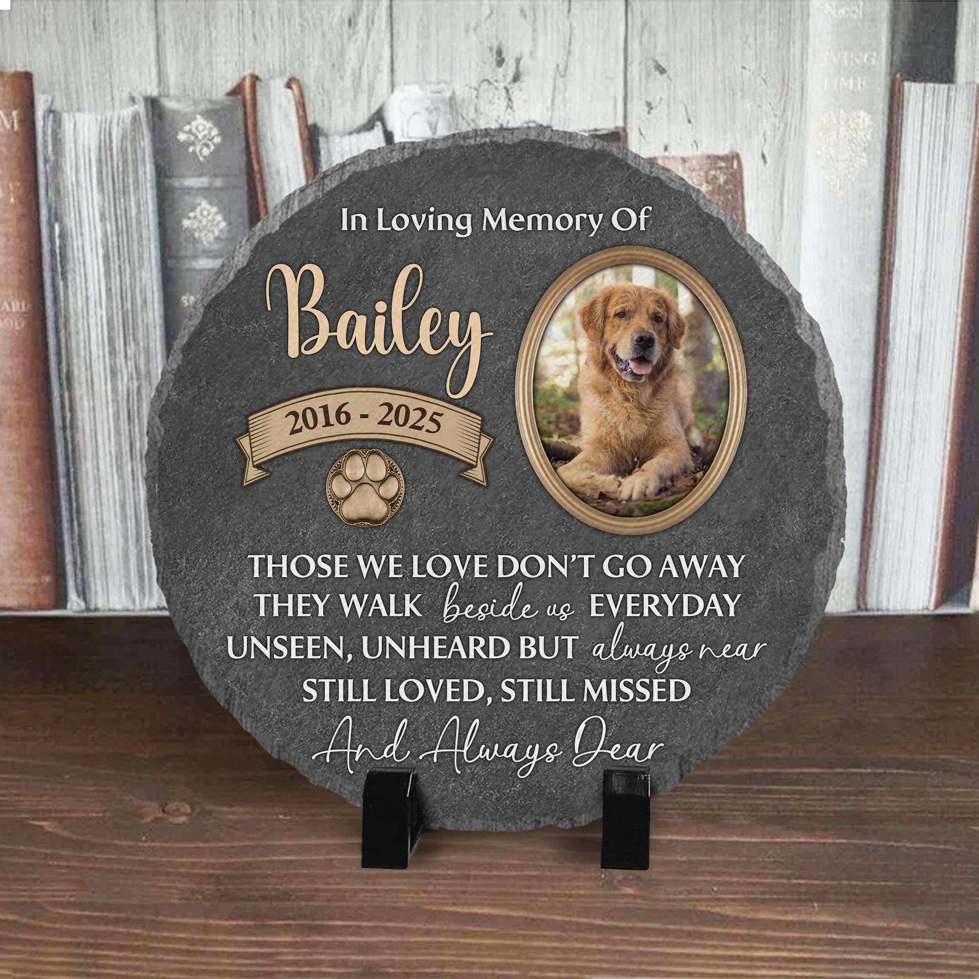 Forever Pawprints Custom Photo Personalized Pet Memorial Stone Gifts For Loss of Dog