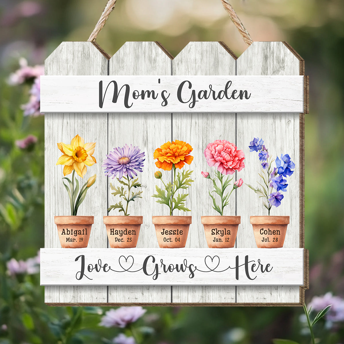 Personalized Gift for Mom on Mother's Day Flower Wooden Sign