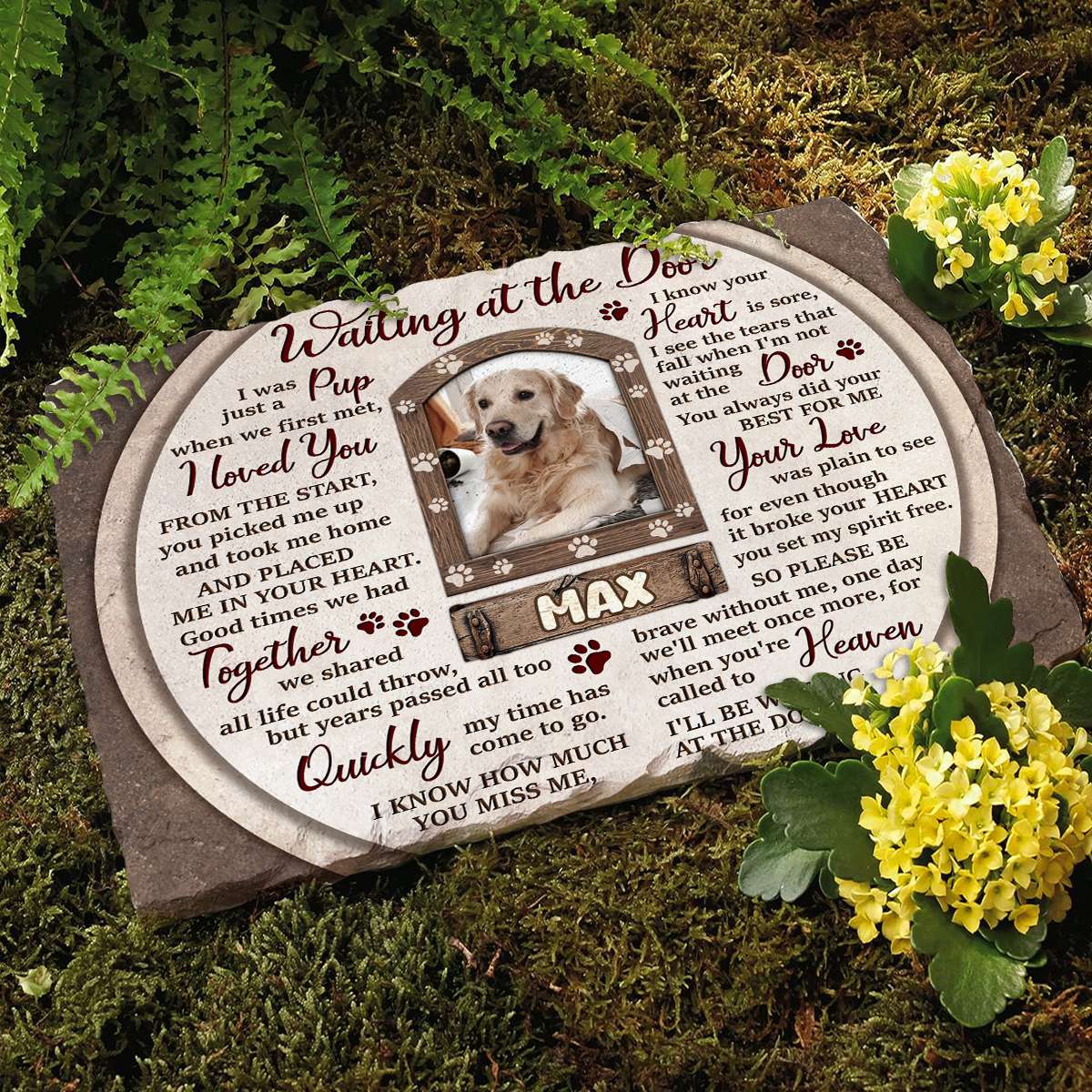 Waiting at the Door - Personalized Pet Memorial Stone For Loss Of Dog