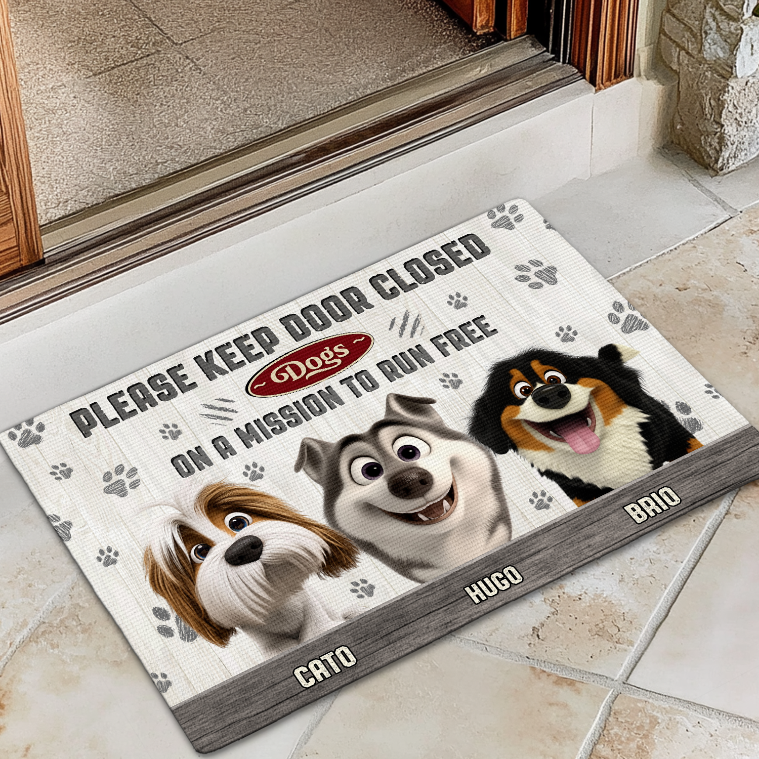Mother's day Gift Paws on a Mission Personalized Doormat for Dogmom Doormat