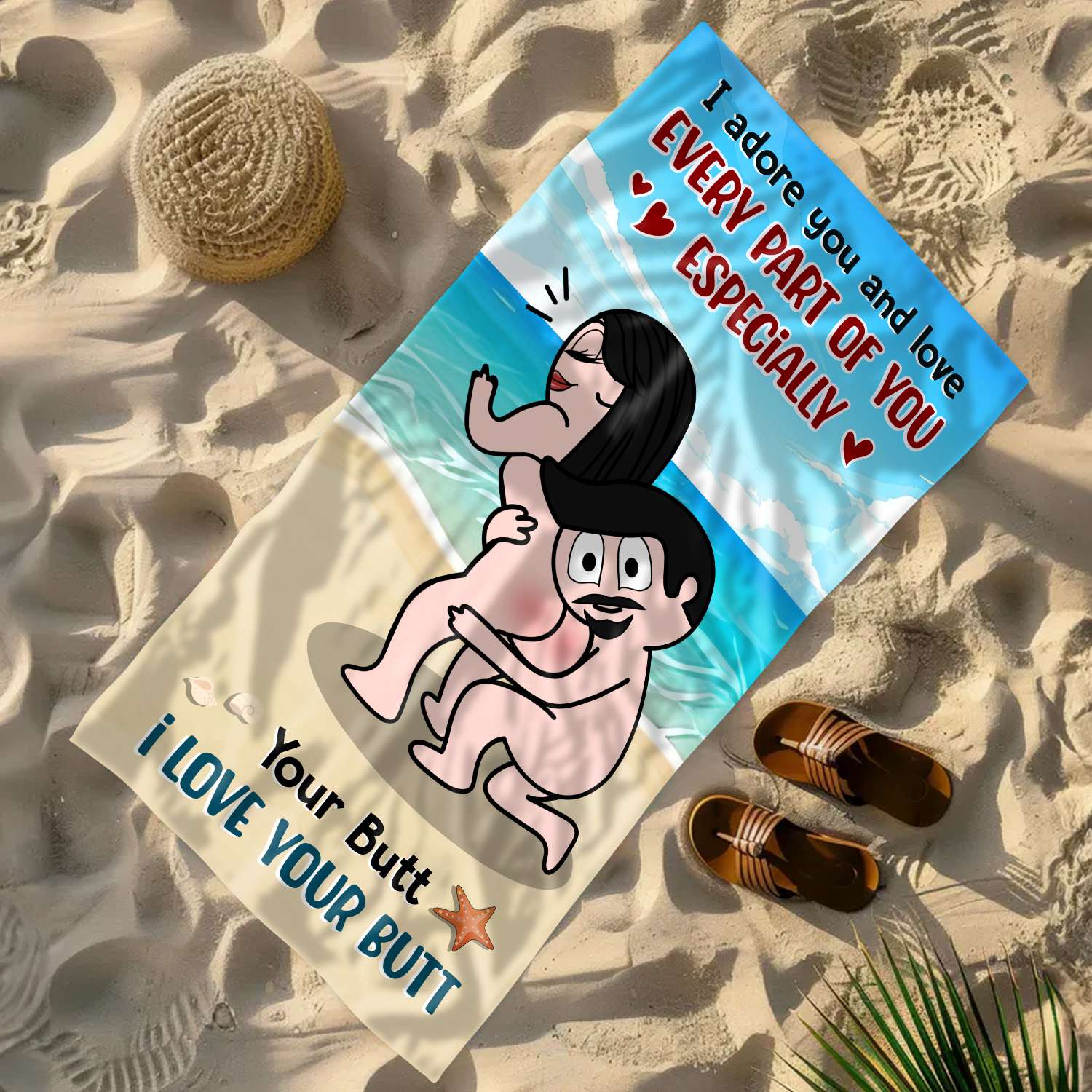 I Adore Every Part of You - Funny Personalized Beach Towel Summer Gifts For Couple