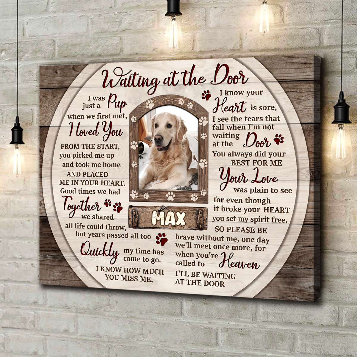 Waiting at the Door - Personalized Dog Memorial Canvas - Custom Pet Remembrance Gift