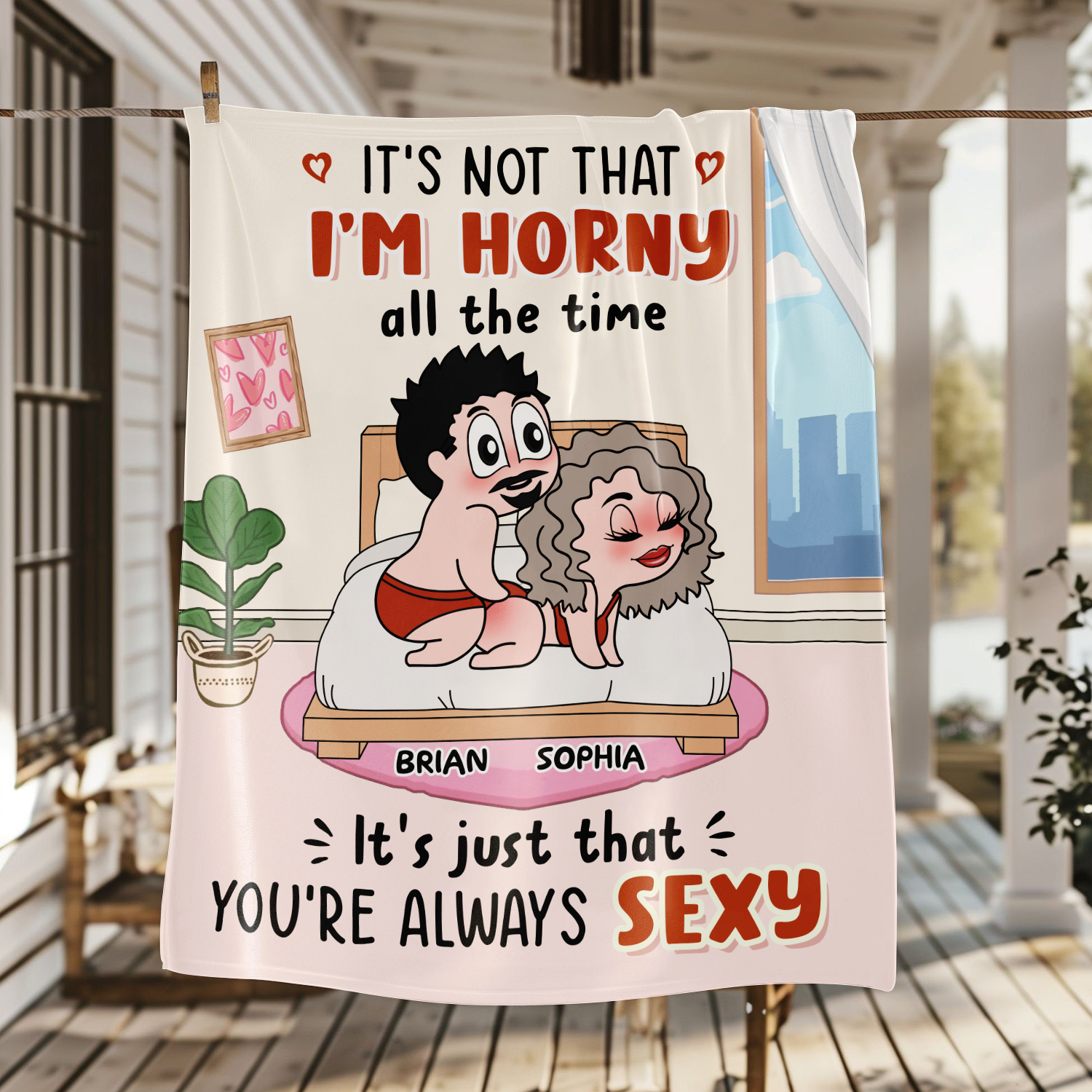 "It's Not That I'm Horny" Blanket -  Personalized Funny Sexy Fleece Blanket Gifts For Couple Anniversary Gift