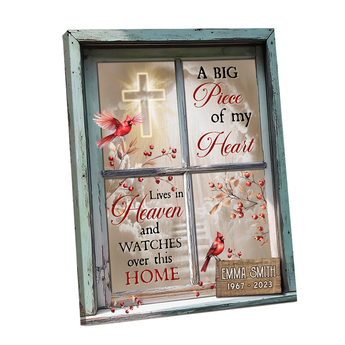 A Big Piece of My Heart - Personalized Memorial Gift For Loss Of Loved One Custom Name Canvas Print