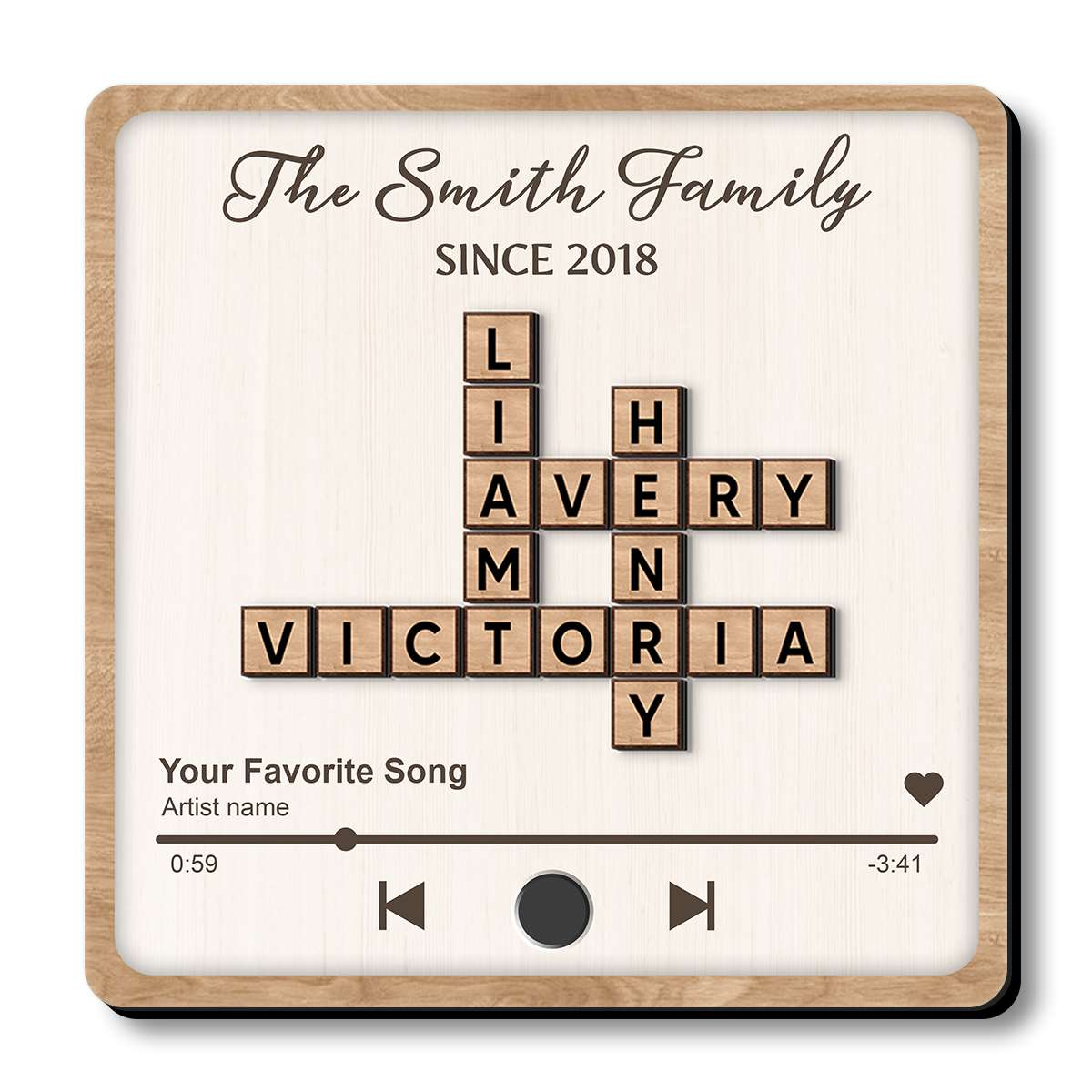 Where Our Lives Connect Personalized Crossword Custom Name Family Musical Fridge Magnet