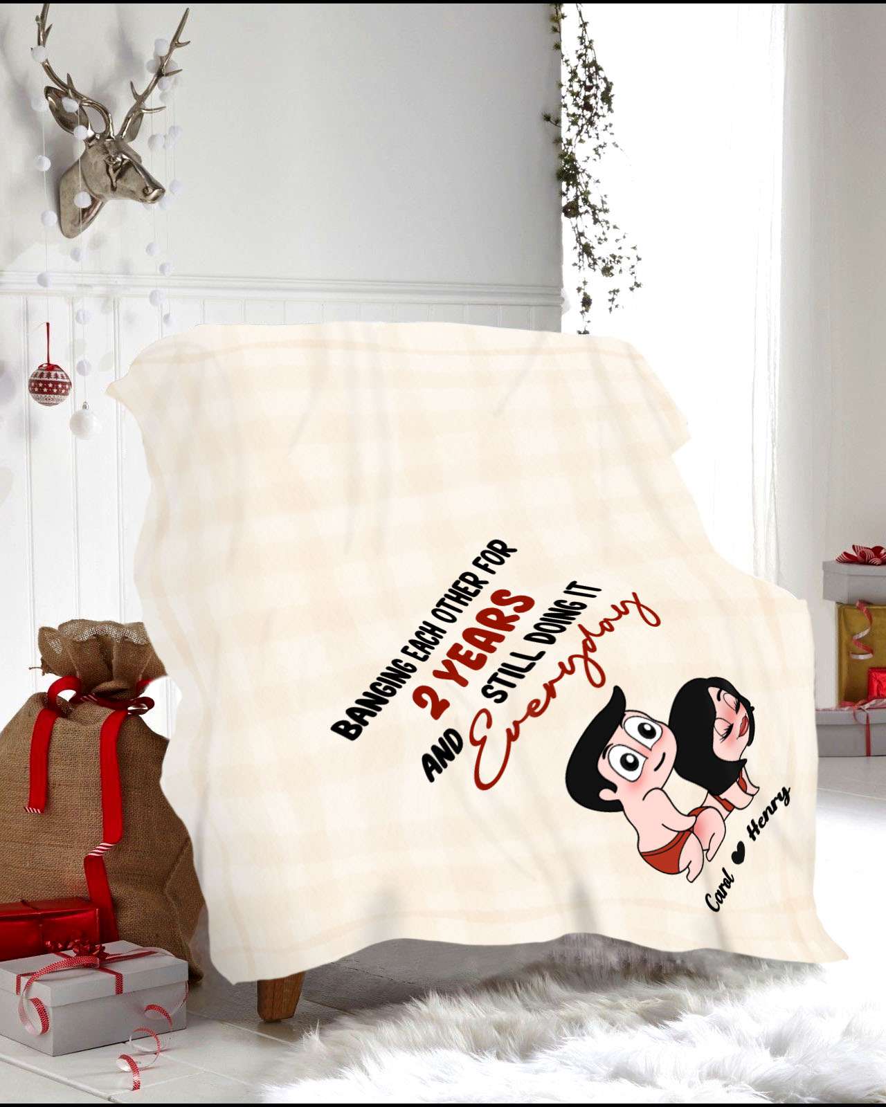 Banging Each Other -  Personalized Humor Fleece Blanket Gifts For Couple