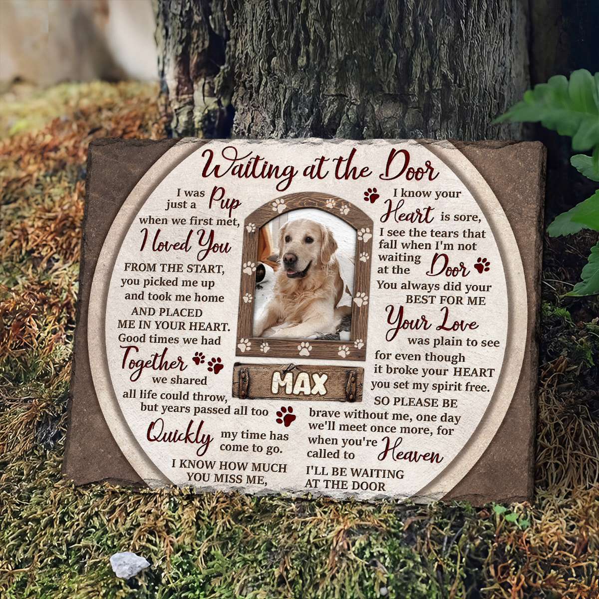 Waiting at the Door - Personalized Pet Memorial Stone For Loss Of Dog