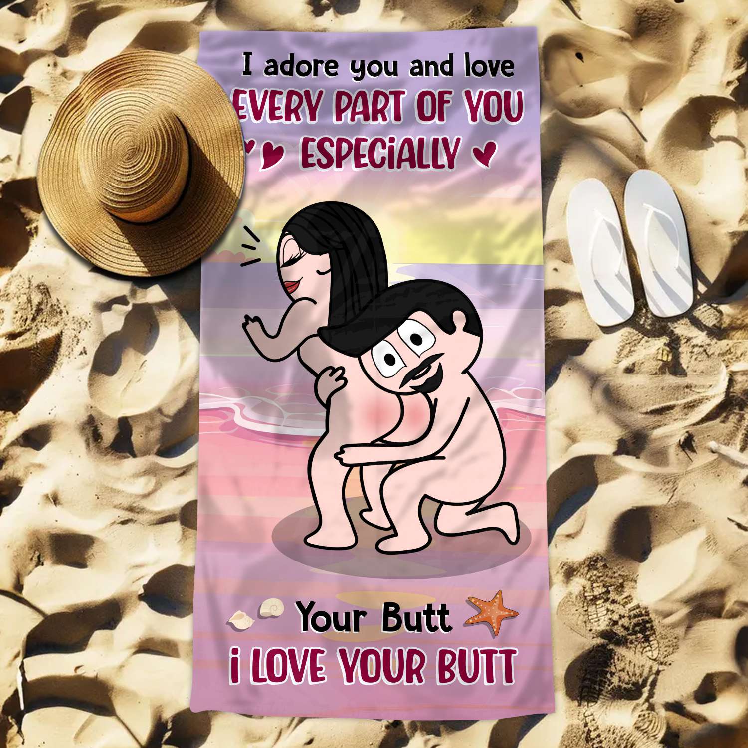 I Adore Every Part of You - Funny Personalized Beach Towel Summer Gifts For Couple
