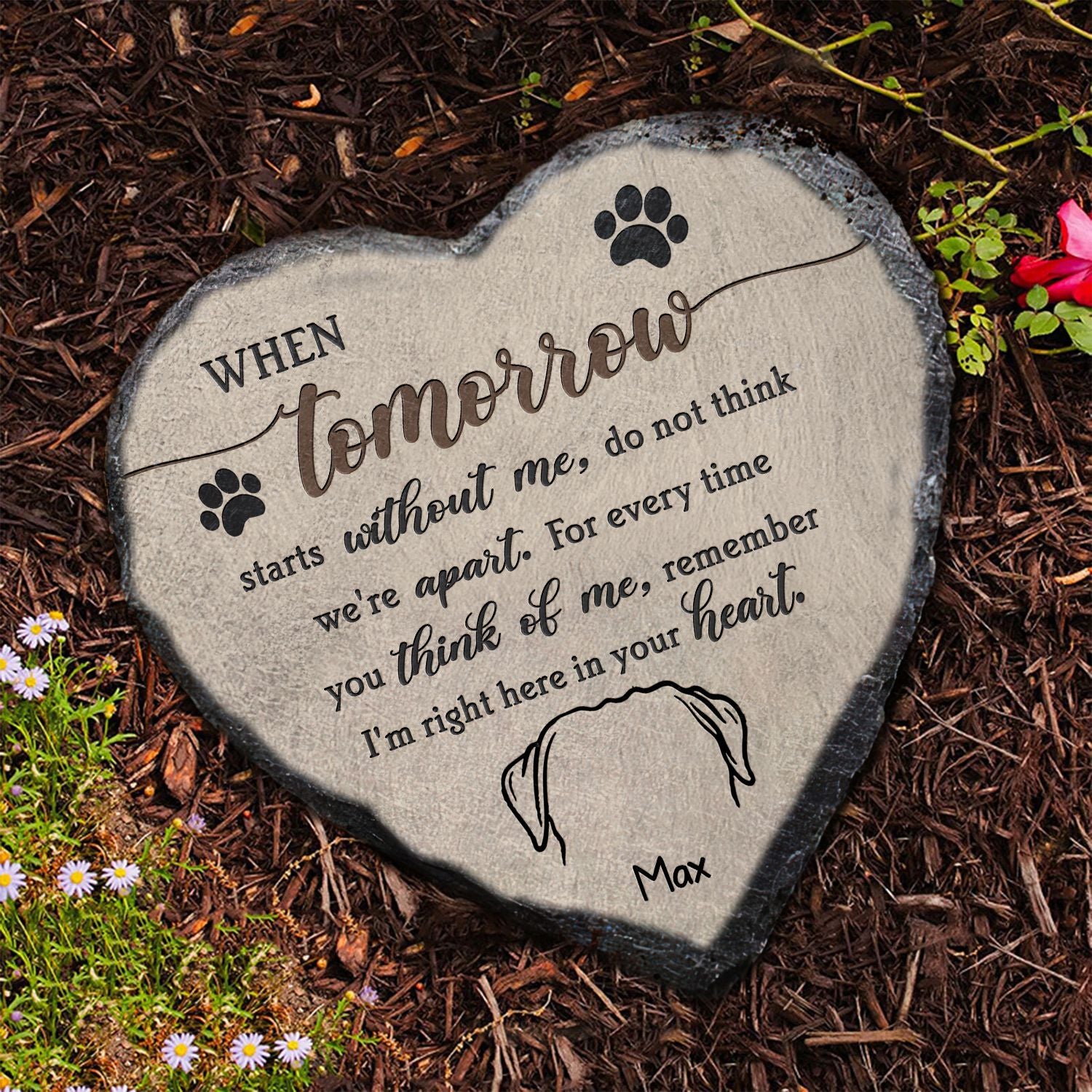 Forever in Heart - Personalized Memorial Heart Stone Pet Remembrance Gifts For Loss of Dog