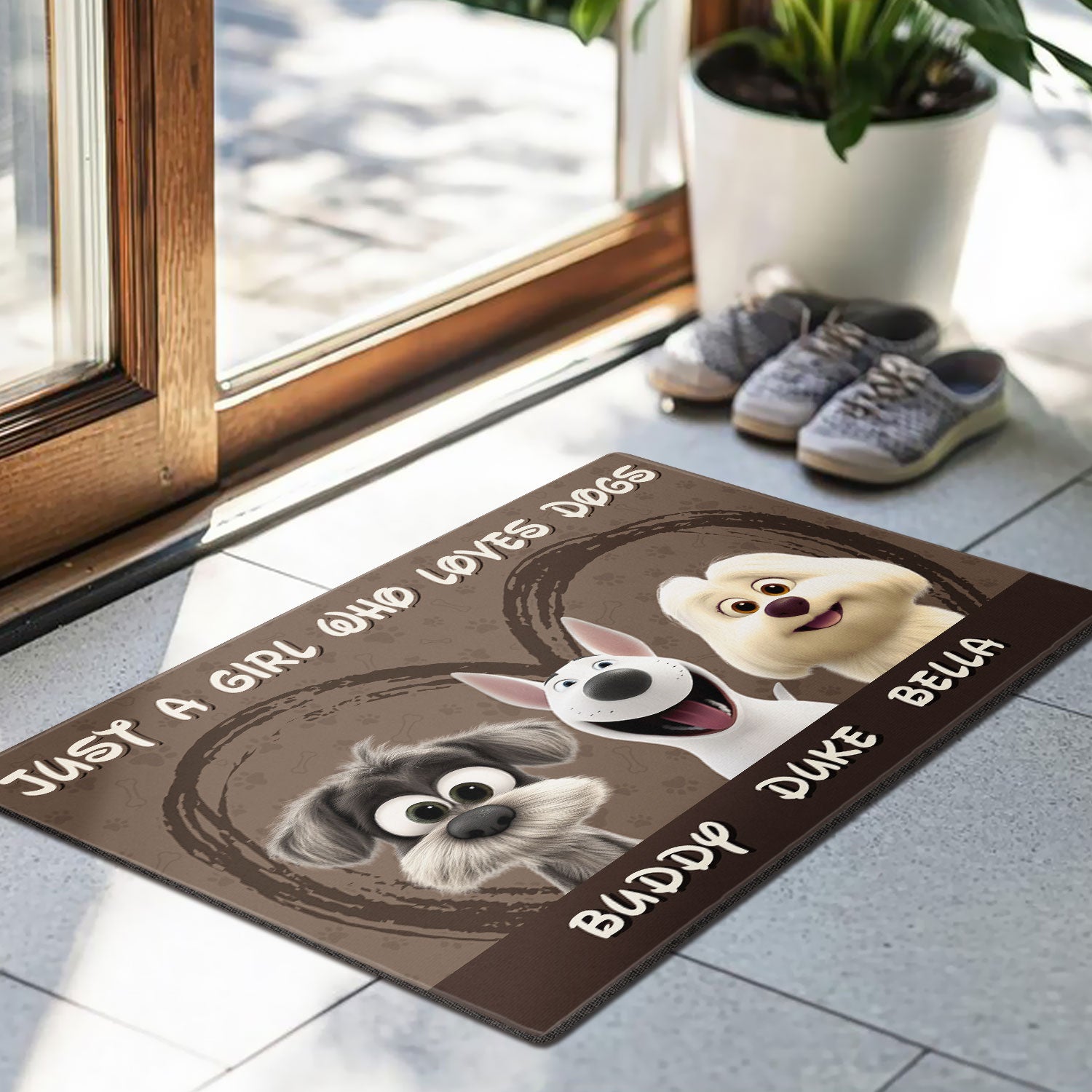 Mother's day Gift Just a Girl Who Loves Dogs Personalized for Dogmom Doormat