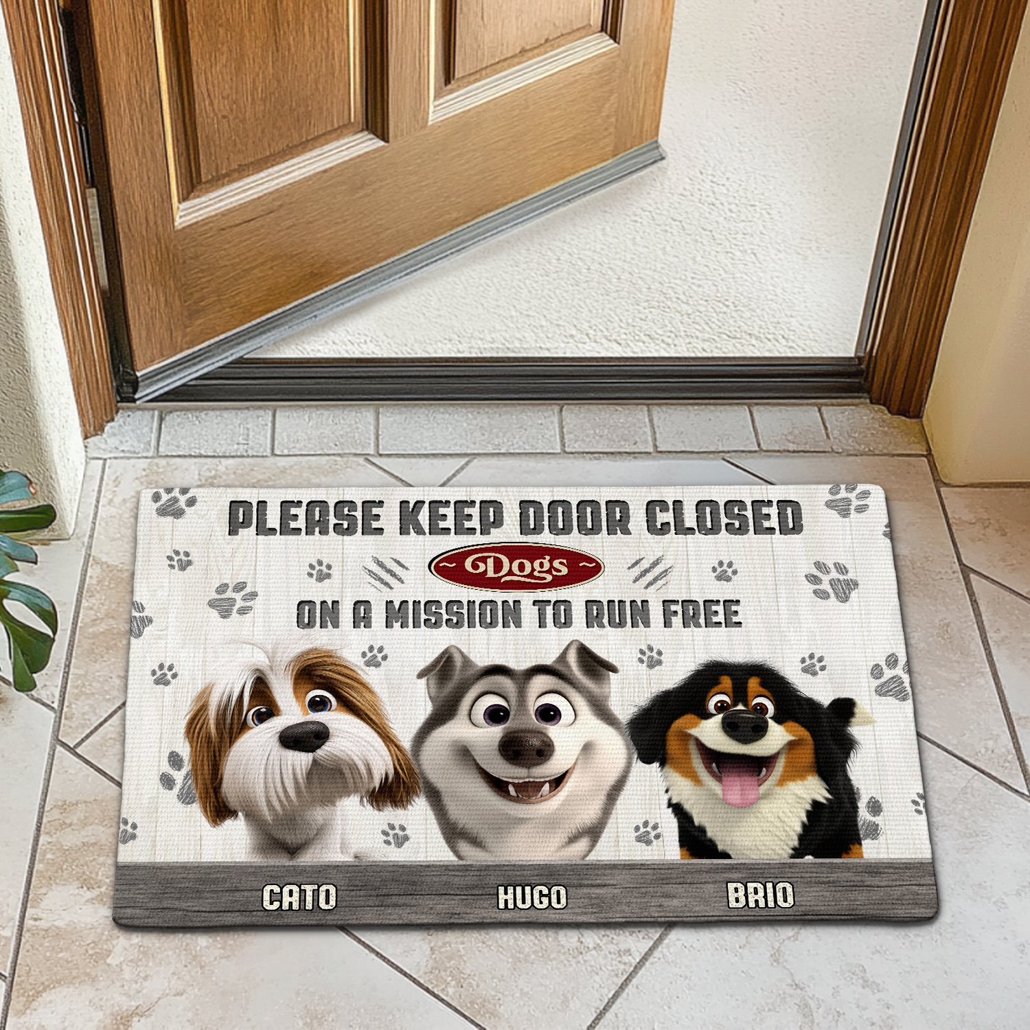 Mother's day Gift Paws on a Mission Personalized Doormat for Dogmom Doormat
