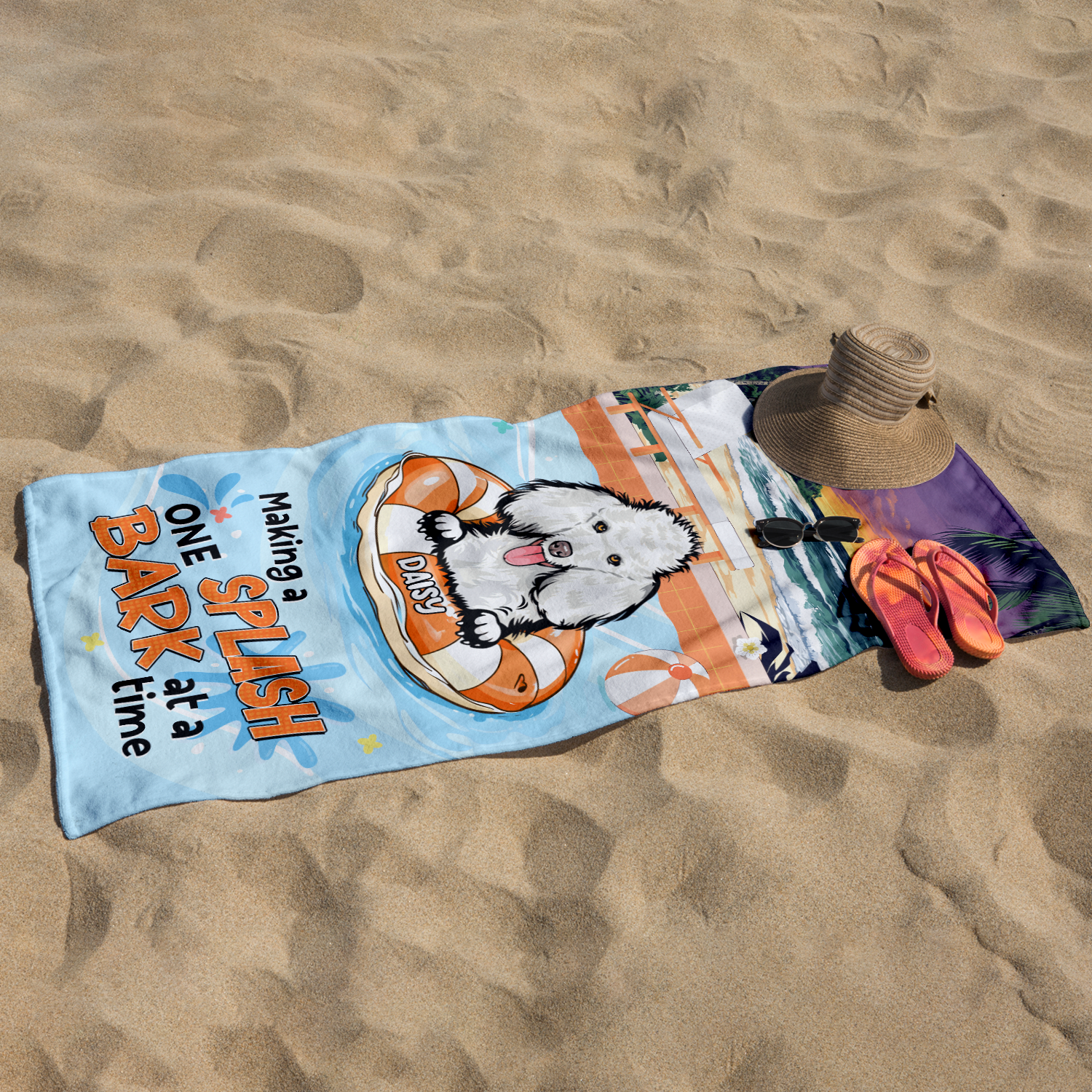 Making A Splash One Bark At A Time Personalized Funny Beach Towel Gifts For Dog Lovers