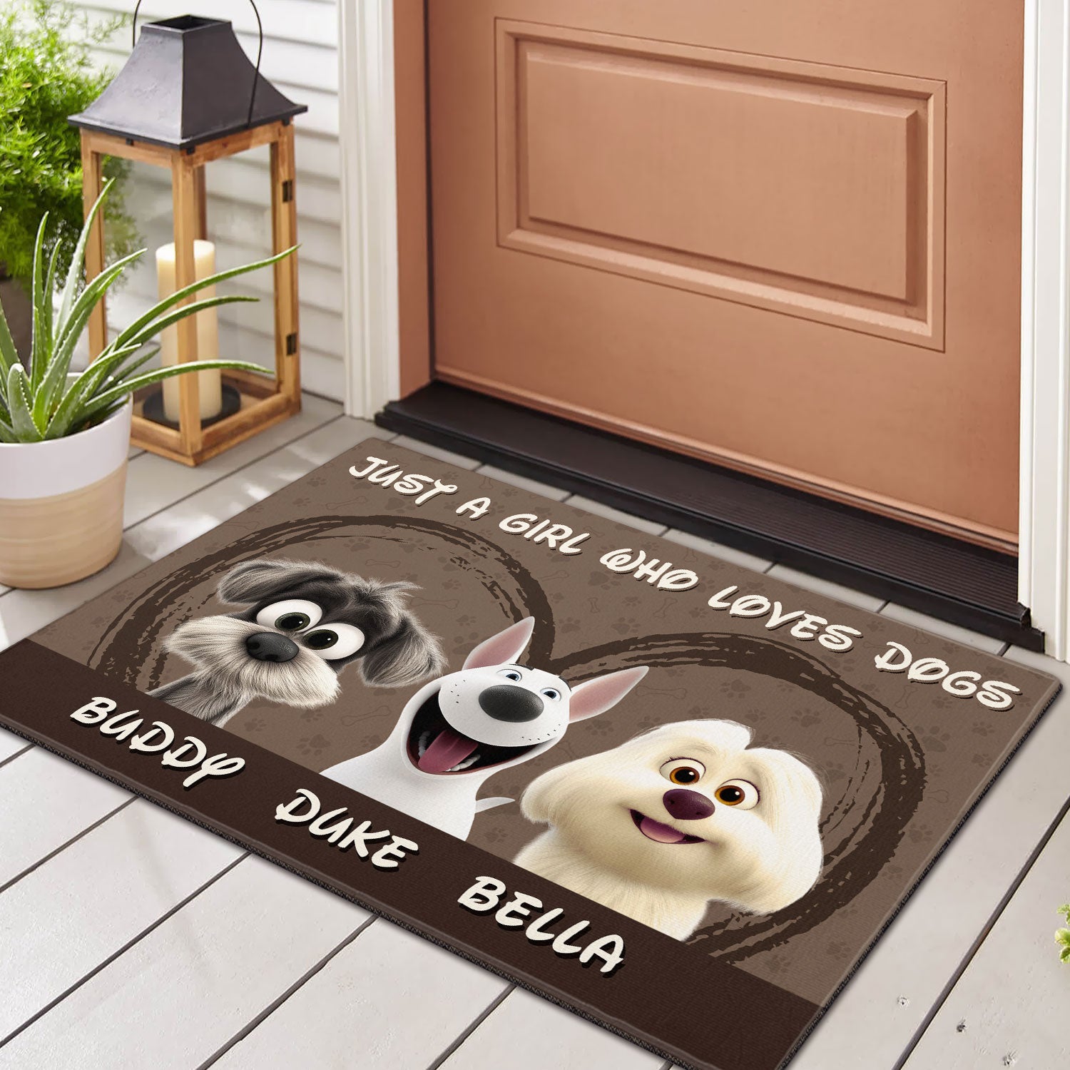 Mother's day Gift Just a Girl Who Loves Dogs Personalized for Dogmom Doormat
