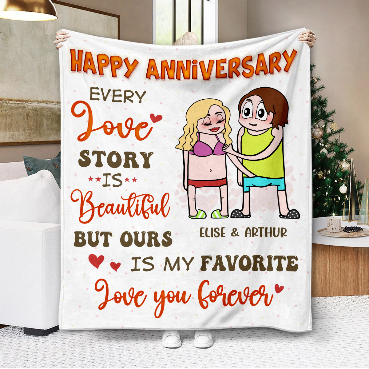 Every Love Story Is Beautiful - Personalized Funny Sexy Anniversary Gift for Couples Fleece Blanket