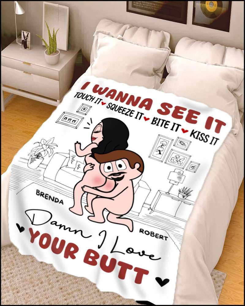 Damn I Love Your Butt - Personalized Funny Fleece Blanket Gifts for Couple