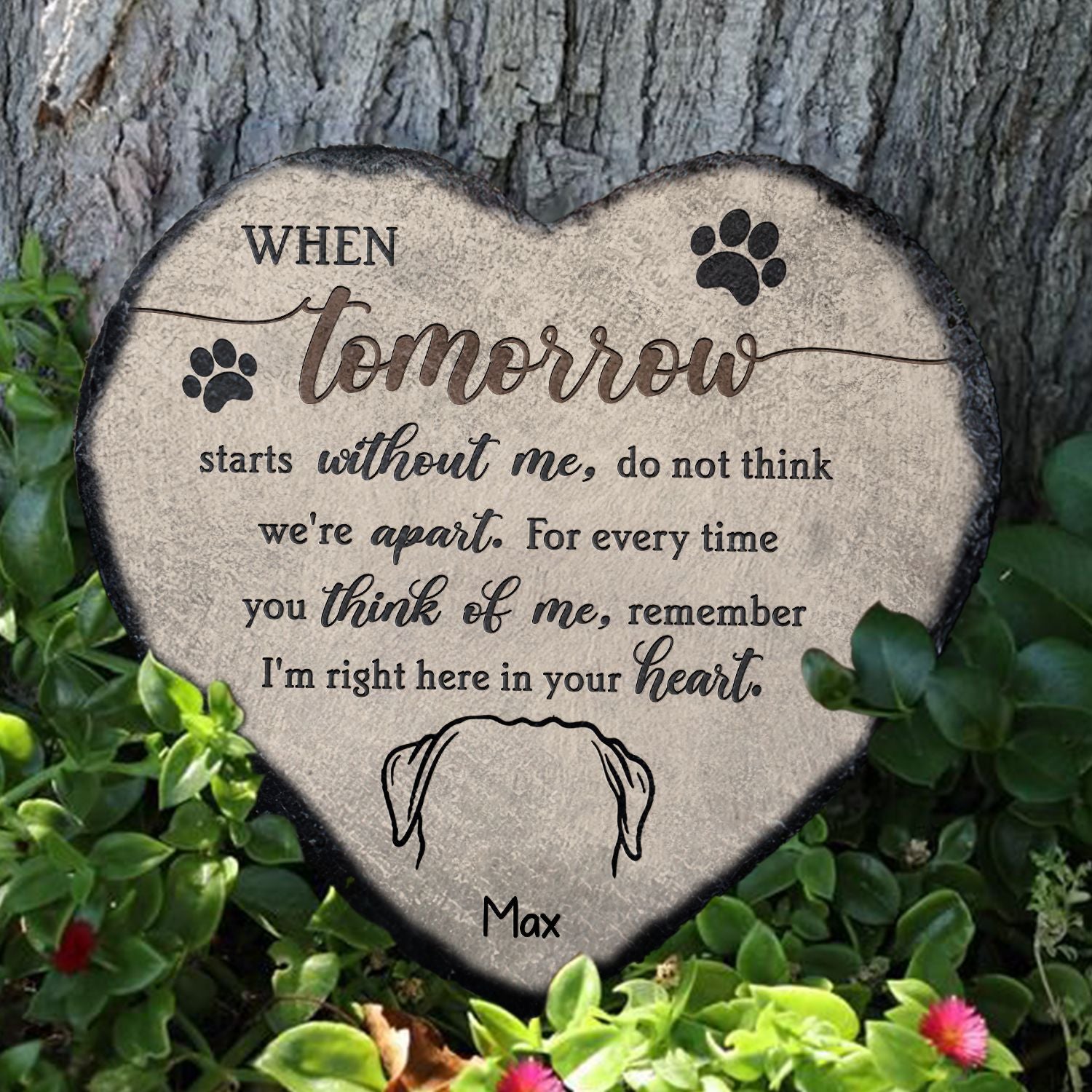 Forever in Heart - Personalized Memorial Heart Stone Pet Remembrance Gifts For Loss of Dog