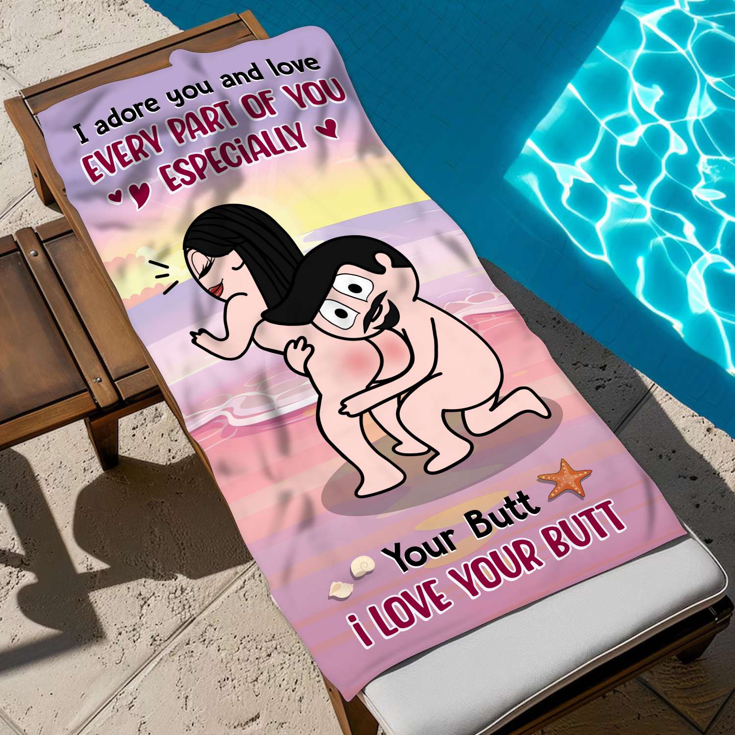 I Adore Every Part of You - Funny Personalized Beach Towel Summer Gifts For Couple