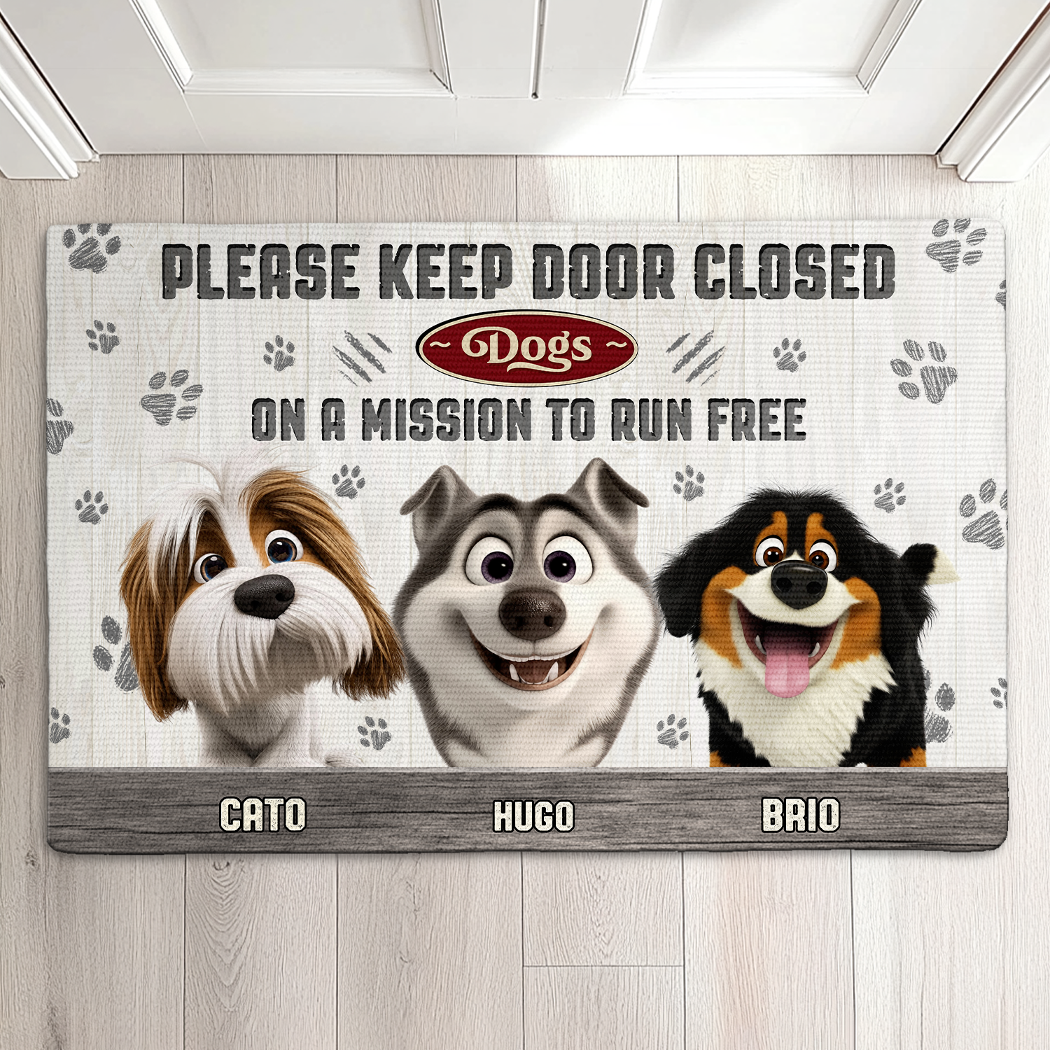 Mother's day Gift Paws on a Mission Personalized Doormat for Dogmom Doormat