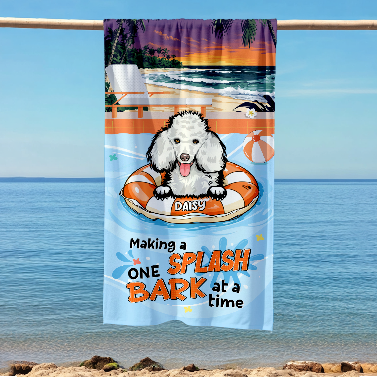 Making A Splash One Bark At A Time Personalized Funny Beach Towel Gifts For Dog Lovers