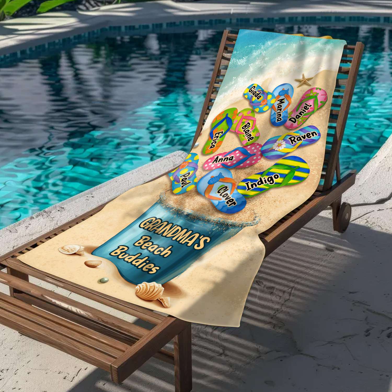 Grandma's Beach Buddies - Personalized Beach Towel Gifts For Grandma